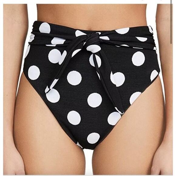 Mara Hoffman Goldie High Waist Polka Dot Black White Bottoms Large - Picture 1 of 10
